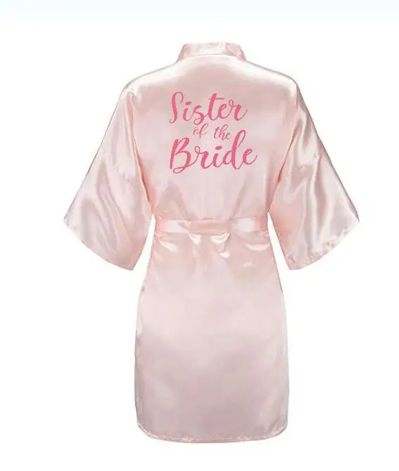pink sister bride Новая одежда для невесты Румяна халаты свадебный наряд Атласный халат одежда для невесты свадьба - Цвет: pink sister bride