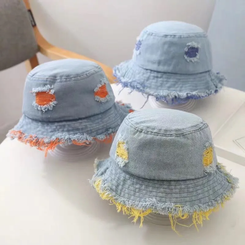 Складная джинсовая Панама для детей детские джинсы девочек солнцезащитная Кепка
