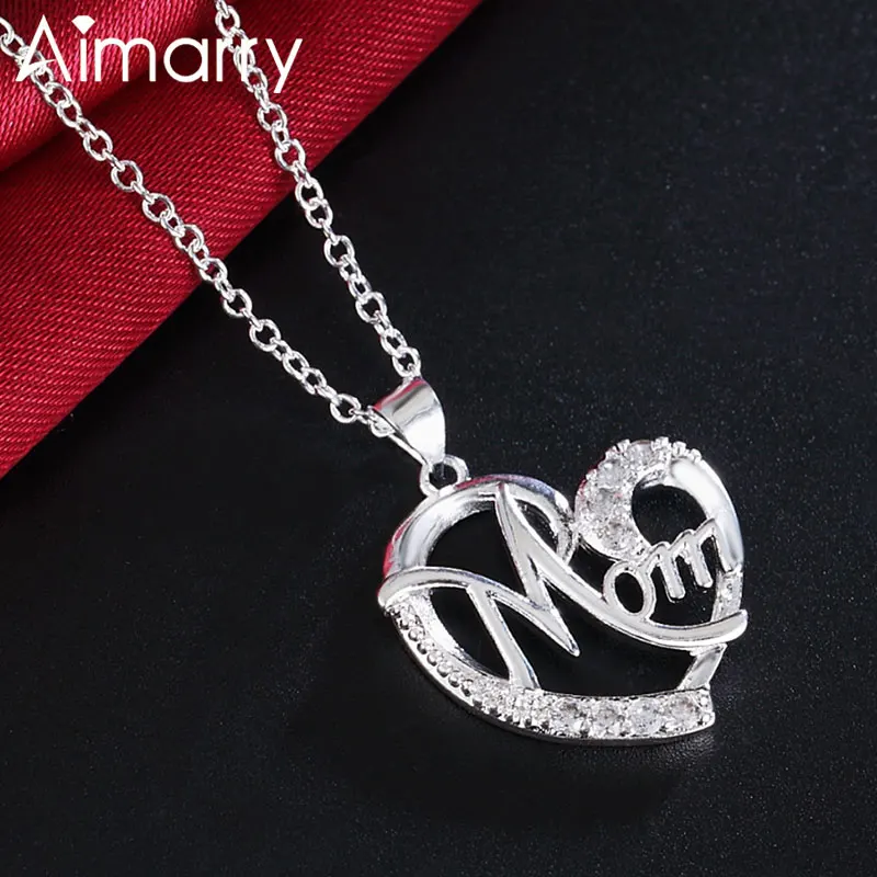 Aimarry 925 стерлингового серебра ювелирные изделия 18 дюймов мама AAA Циркон с