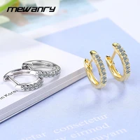 mewanry prevent allergy 925 steamp hoop earrings trend elegant sweet zircon bride jewelry party birthday gift for women