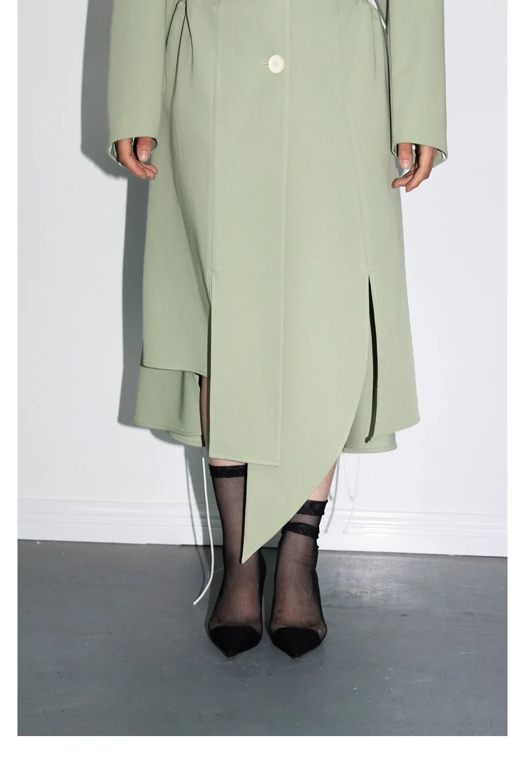 IRINAL02 FW коллекция выдалбливают Асимметричный длинный плащ для женщин
