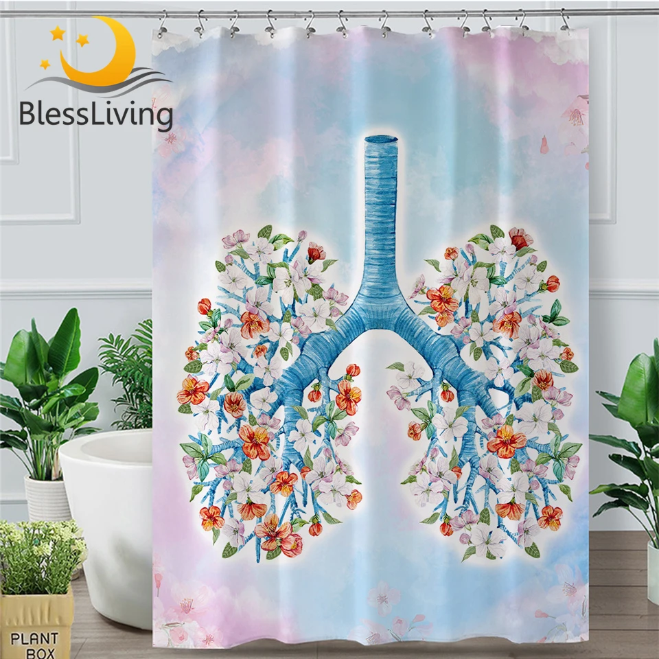 Floral Tree bathroom Shower Curtain Flower Of Life home Decor Pink Blue waterproof Curtain