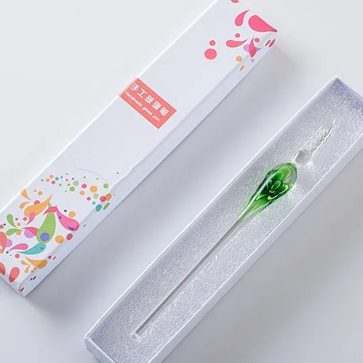 green JUGAL креативная Звездная ручная Стеклянная Ручка кристальная водная перьевая ручка пишущий инструмент одна Подарочная коробка погружающаяся вода подарочная ручка калиграфия - Цвет: green