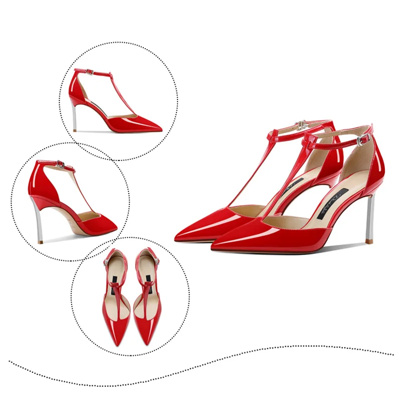 Женские туфли-лодочки из натуральной кожи на высоком каблуке 6 см 8 10