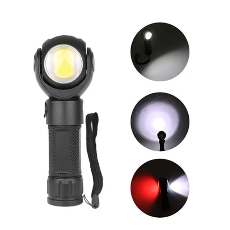 

360 degrees Rotating Flashlight T6+COB LED Torch Micro USB Charging with 26650/18650 battery Tail with Magnet