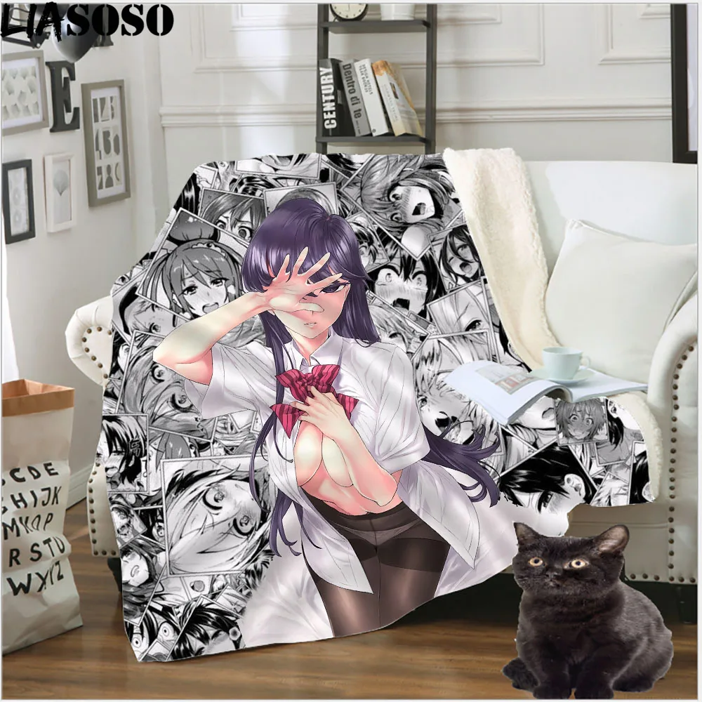

Throw Blanket Komi Cant Communicate 3D Flannel Plush Blanket Bedspread Portable Comic Hentai Girl Anime Blankets Bedding Set