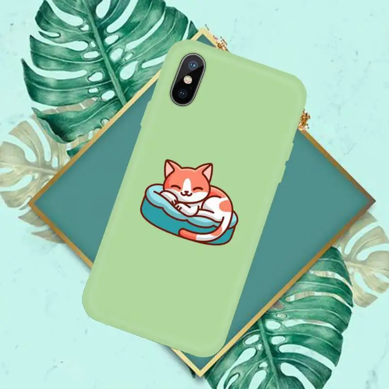 

Cute cat dog love cartoon Phone Case Candy Color for iPhone 11 12 mini pro XS MAX 8 7 6 6S Plus X SE 2020 XR