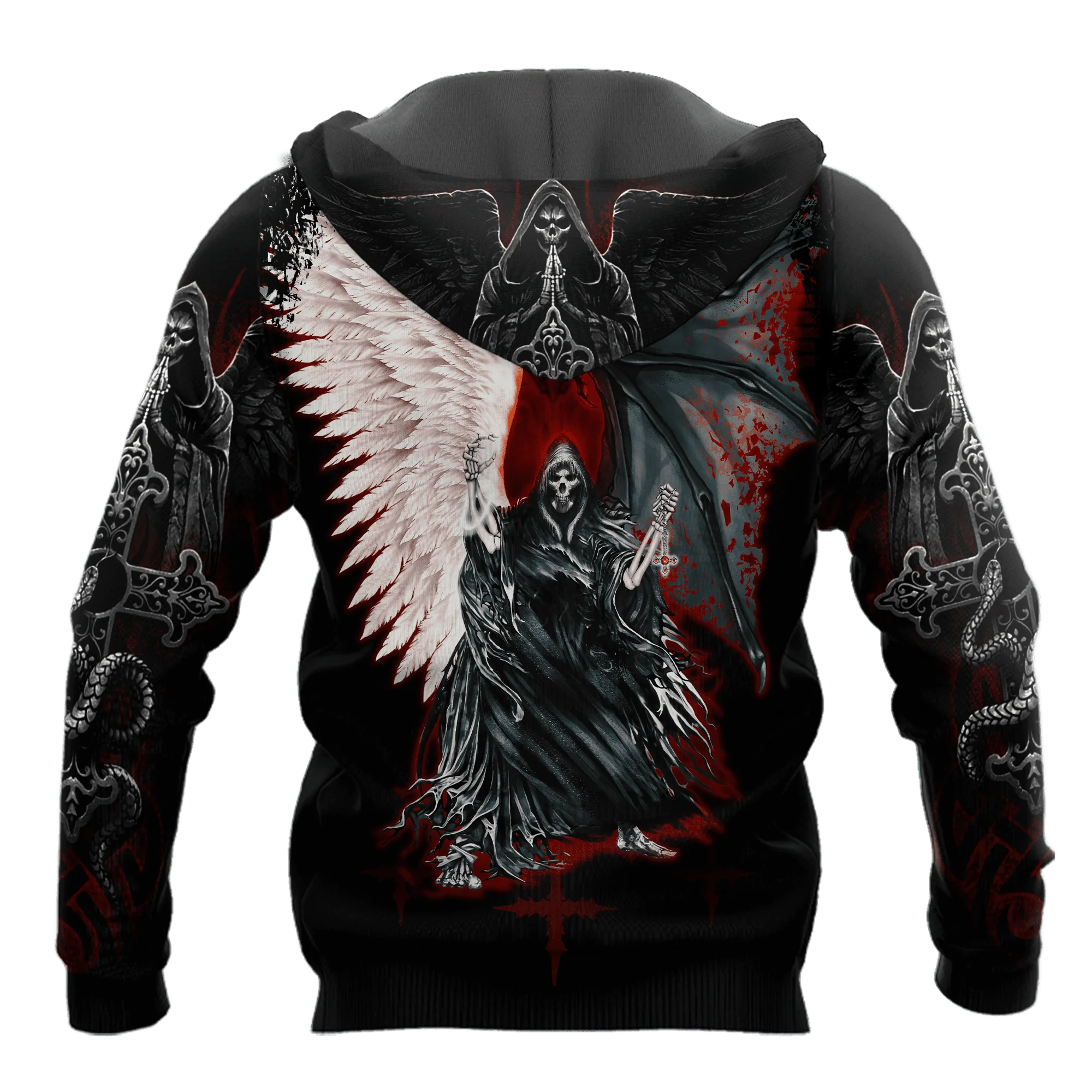Мужская толстовка с капюшоном и 3D-принтом черепа крыльев короля осенняя унисекс