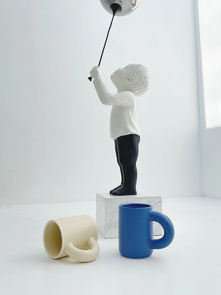 Скандинавская сетка Ins красная большая кружка с ушками керамическая Толстая