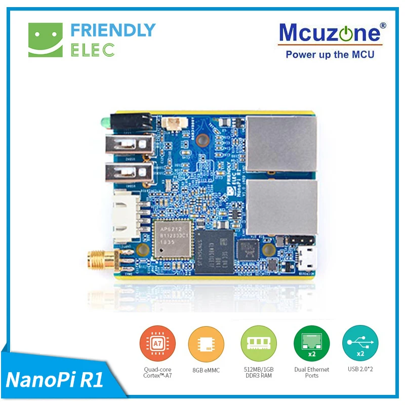 NanoPi R1 Allwinner H3 Gbps Ethernet бортовой Wi Fi Bluetooth OpenWRT cortex A7 ETHERNET 8 ГБ eMMC