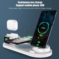6 in 1 qi wireless charger pad for iphone 13 12 pro max mini 11 xr xs 8 for apple watch 7 6 5 airpods samsung s21 fast charge