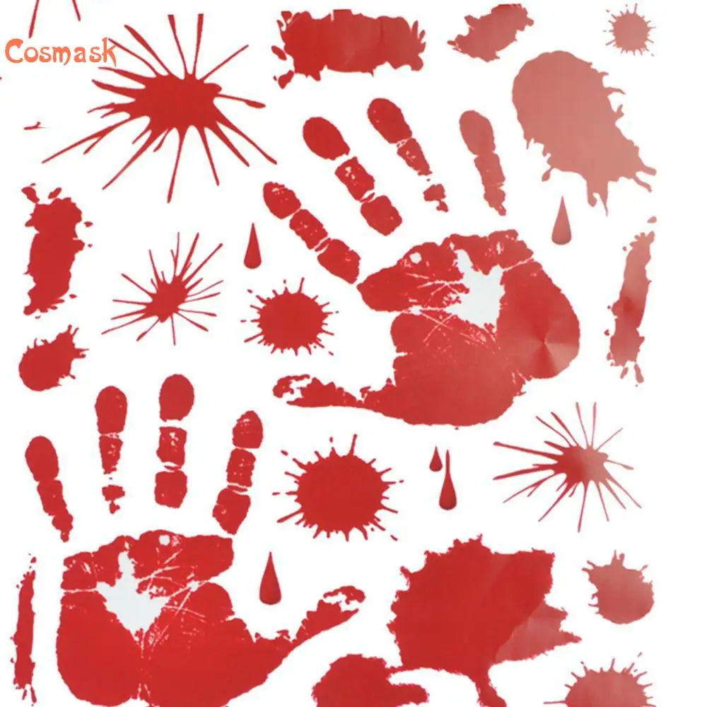 Cosmask Хэллоуин Декор &quotУжасы&quot наклейки на стену кровавый отпечатков пальцев