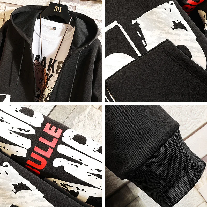 Куртка мужская длинная с принтом модная ветровка в стиле Харадзюку Повседневная