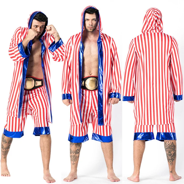 

European And American Boxer Grapple Fighter Costume Male And Female Lovers Boxer Cloak Cosplay Performance Costume