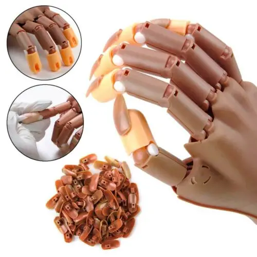 

Flexible Nail Practice Fake Hand Nails Finger Manicure Movable 100 Nails Sets UK