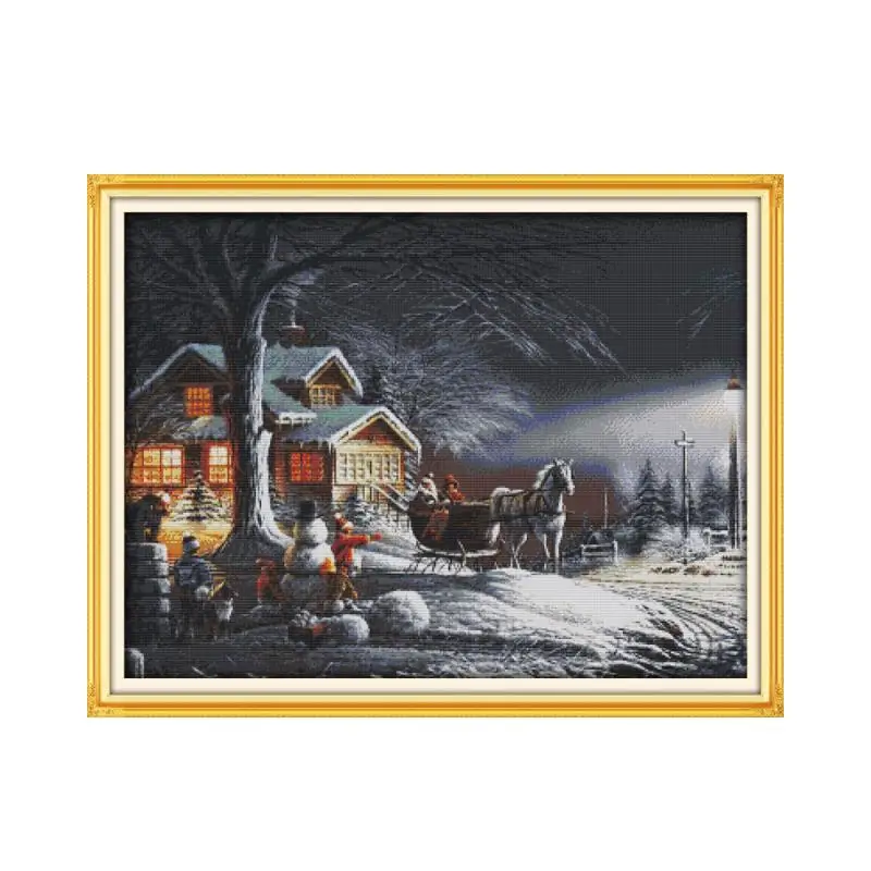 

Winter snow cross stitch kit 18ct 14ct 11ct count printed canvas stitching embroidery DIY handmade needlework