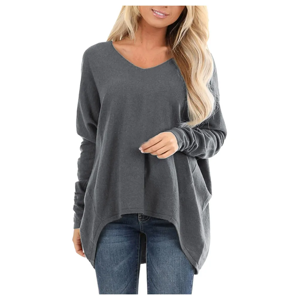 Модная Асимметричная блуза размера плюс Повседневная Весенняя зимняя Женская