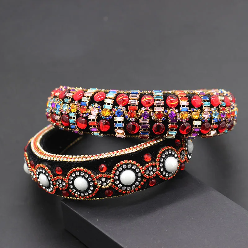 Новое Барокко модные преувеличенный губка украшенные разноцветными кристаллами