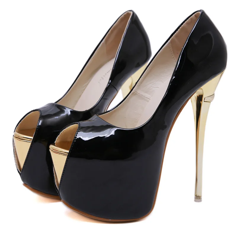 

Super high heel 16cm sexy fish mouth sandals for night show