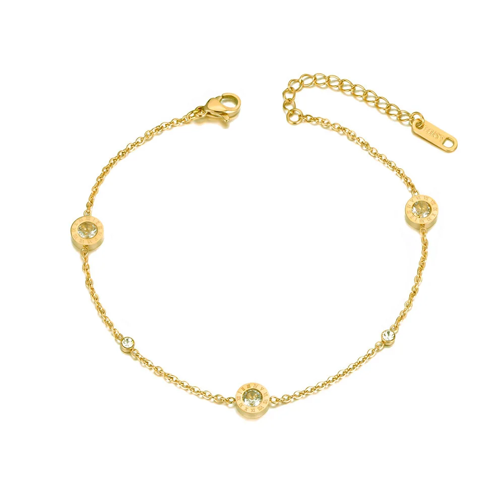 Женские ножные браслеты JeeMango трендовые римские с сердечками из розового золота и