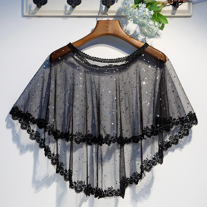 Свадебная накидка с блестками черное болеро короткое Болеро для невесты женское