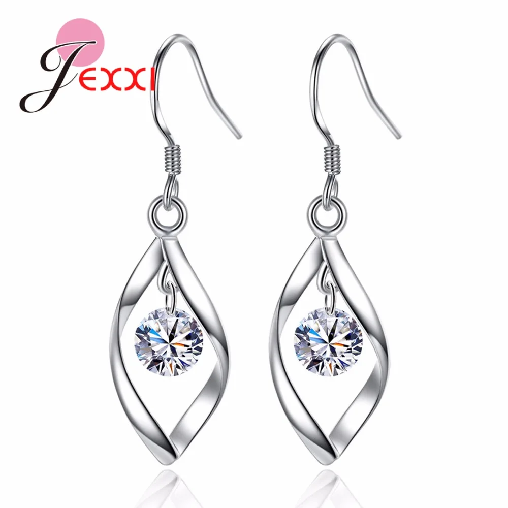 

Romantic Rotate the Love Style Dangle Earrings 925 Silver Shining Austrian Crystal Drop Eardrop for Girlfriend Wife Gifts