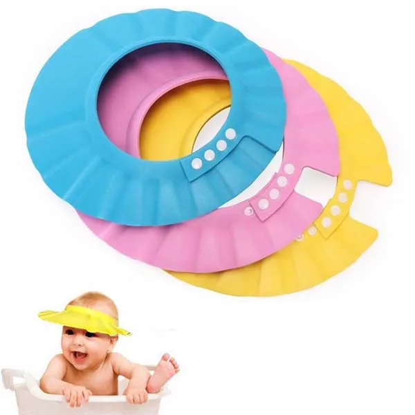 

Шапки для душа для малышей, шапка для мытья волос, детские головные уборы с козырьком, регулируемый экран, водонепроницаемая шапка для защит...