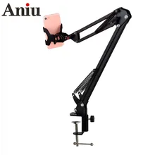 360 Rotating Flexible Long Arms Mobile Phone Holder For iPhone Xiaomi Desktop Bed Lazy Bracket Phone Stand Metal Clamp Support