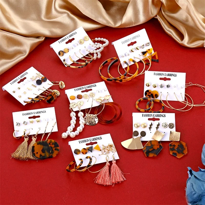 Женские винтажные серьги VKME в стиле бохо набор из акриловых серег с жемчугом и