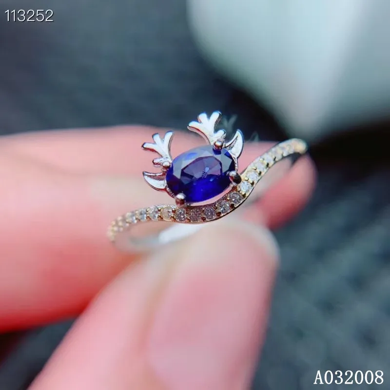 

KJJEAXCMY boutique jewelry 925 sterling silver inlaid natural sapphire ring delicate ladies trendy support testing