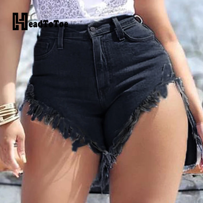 

Solid Ripped Tassel Sexy Club Shorts for Women High Waist Woman Shorts