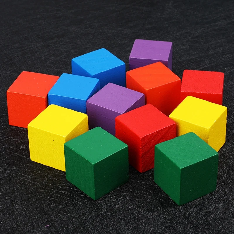 

100Pcs Colorful Cubes Wooden Building Blocks Tower Collapses Games Stacking Up Square Wood Toy Educational Gift