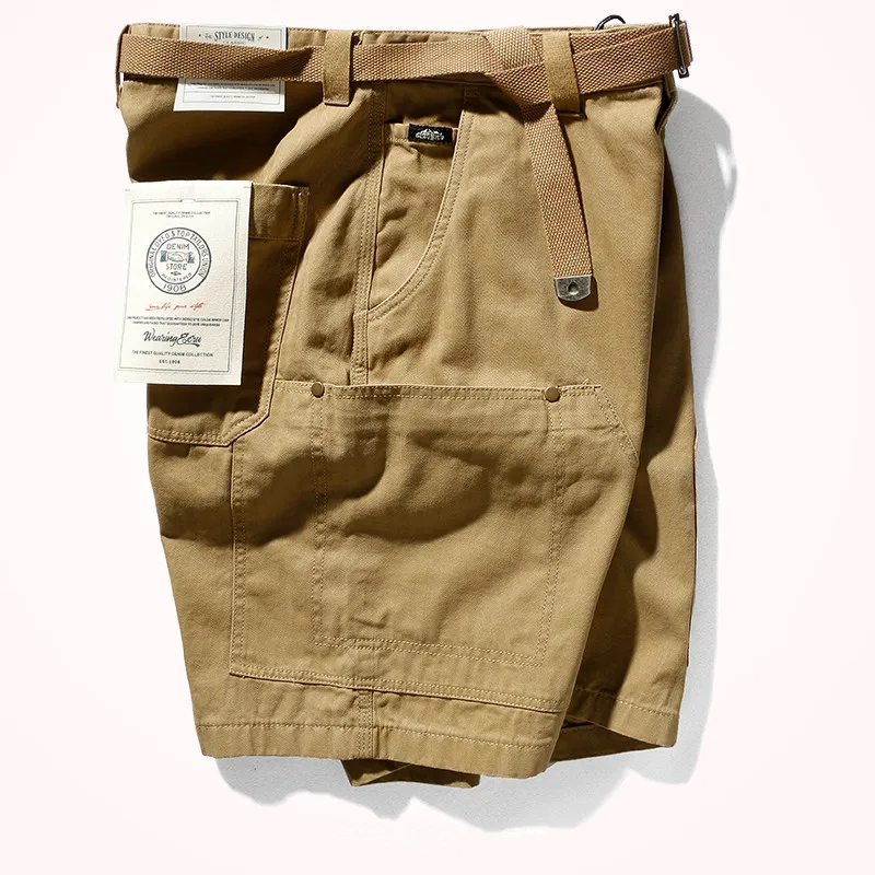 Шорты-карго мужские летние модные брюки-карго из чистого хлопка в стиле ретро