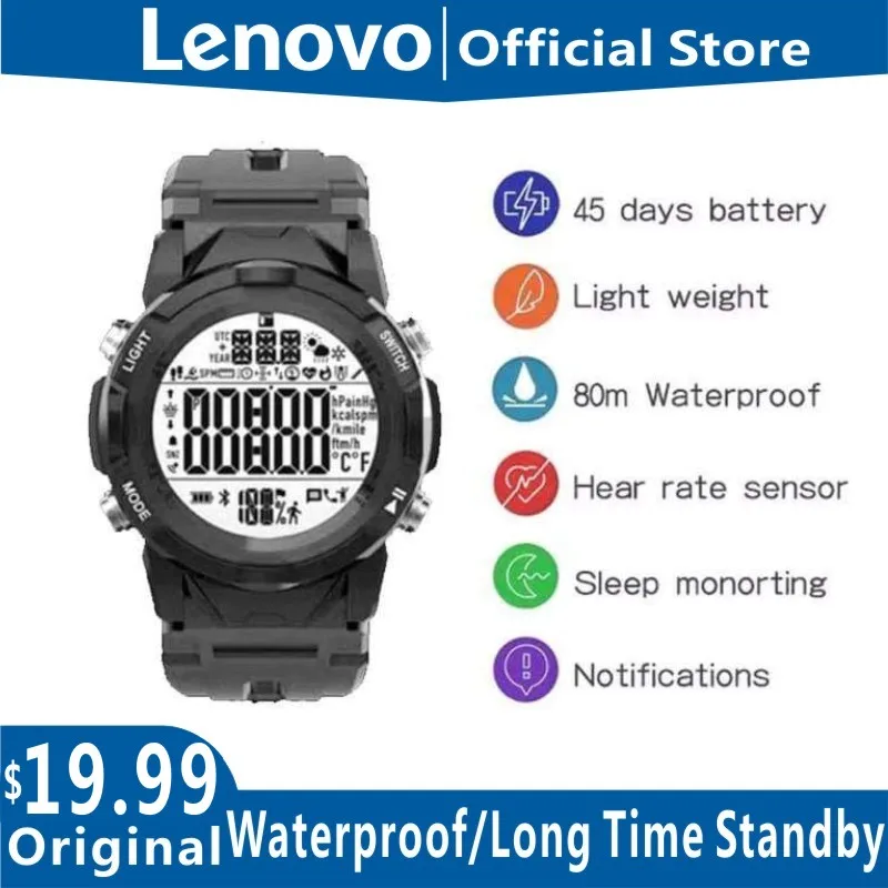 

NEW Lenovo C2 Smart Watch Fitness Tracker Band Calorie Pedometer Sleep Monitor Heart Rate Call Tips
