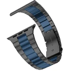 Ремешок из нержавеющей стали для Apple Watch, классический металлический браслет для iWatch Series 6, 44 мм 40 мм 42 мм 38 мм, черный синий