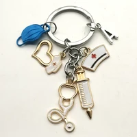 new keychain doctor medical tool stethoscope syringe mask key ring nurse medical student keychain souvenir a z letters