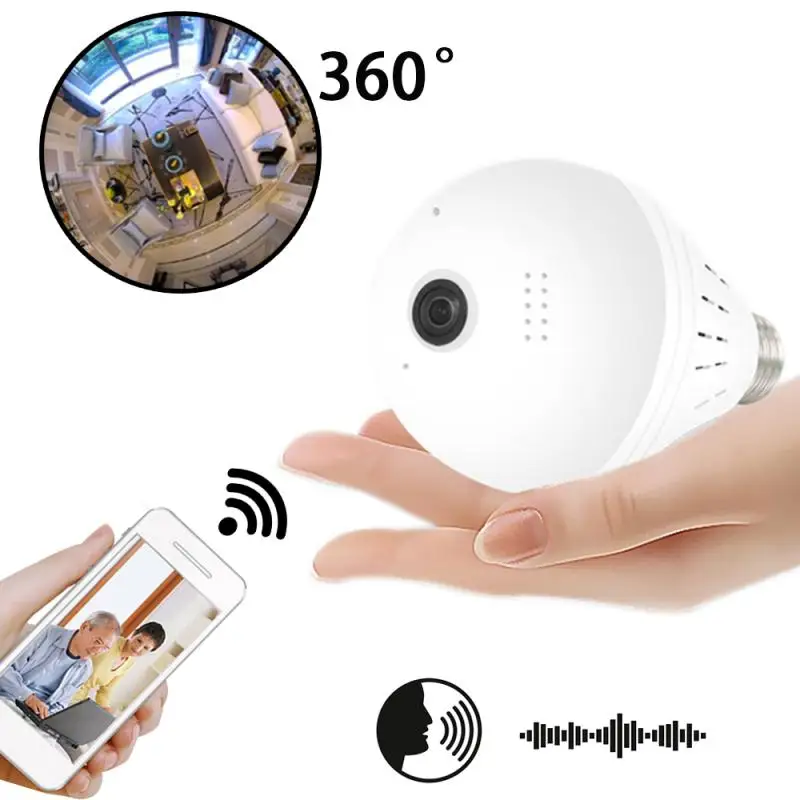 Горячая Распродажа 360 градусов светодиодный светильник 1080P Беспроводной панорамная Домашняя безопасность Wi