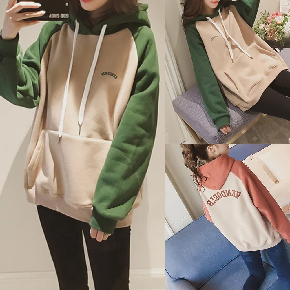 Женская Осенняя толстовка с капюшоном плотная флисовая длинными рукавами на