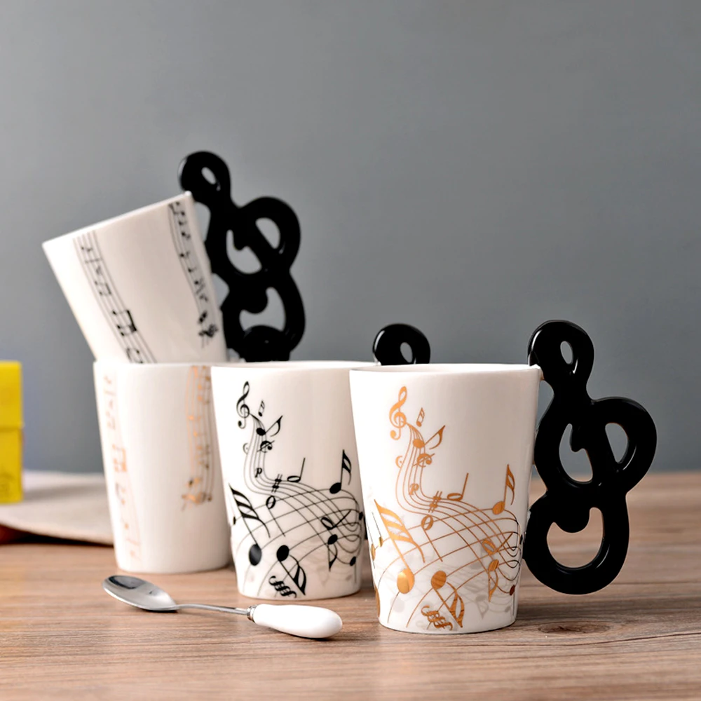 

Novelty Guitar Ceramic Cup Personality Music Note Milk Juice Lemon Mug Coffee Tea Cup Home Office Drinkware Unique Gift