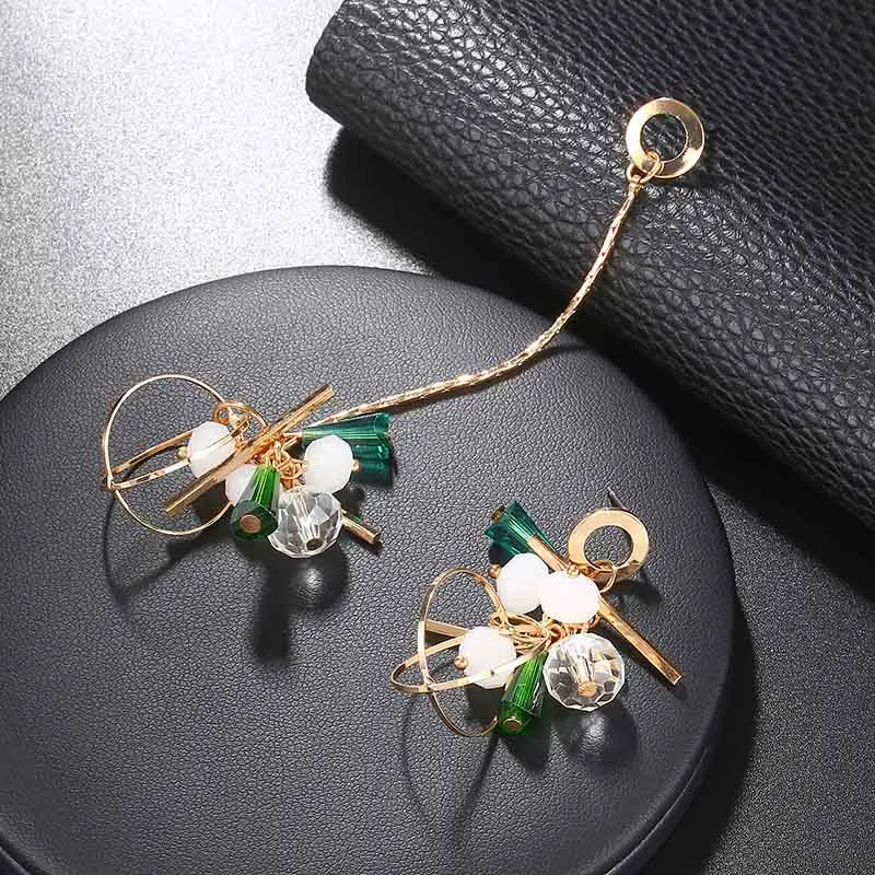 Длинные эффектные геометрические круглые Асимметричные красочные серьги с