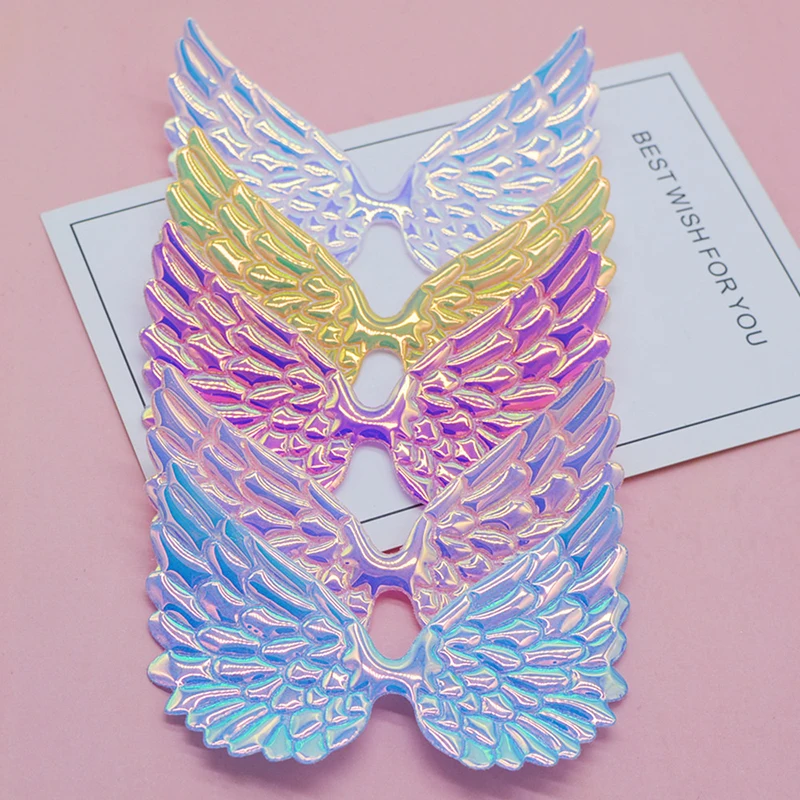 

20pcs/lot 9.5*7cm Big size Pu shiny angel wing Padded Appliques For Bow Clip Accessories DIY Kid patches