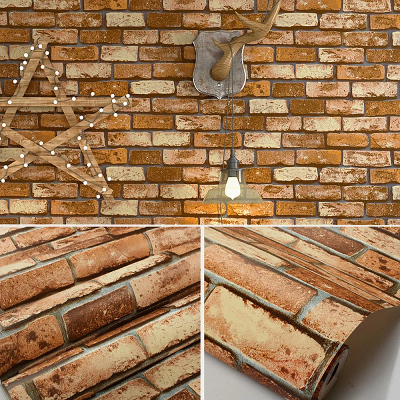 

Imitation Brick Pattern PVC Waterprood Wallpaper Vintage Style Wall Sticker DIY Home Living Room Restaurant Wall Decoration
