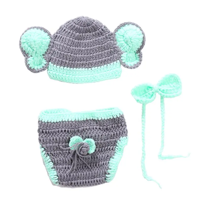 Новорожденный милый костюм слона ручной работы Вязание студийная фотография| |