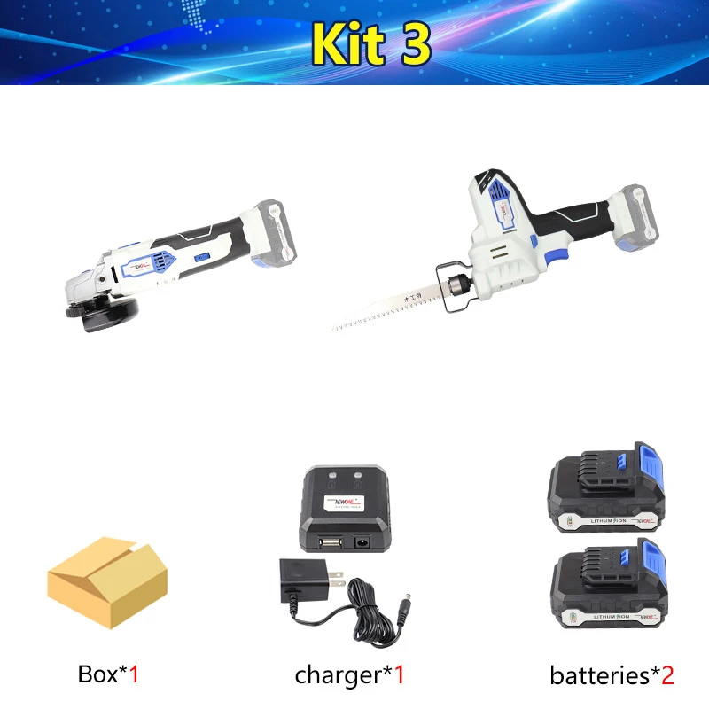 KIT 3 Keinso 12V электроинструменты угловая шлифовальная машина и электрическая дрель с одной литиевой батареей и одним зарядным устройством - Цвет: KIT 3