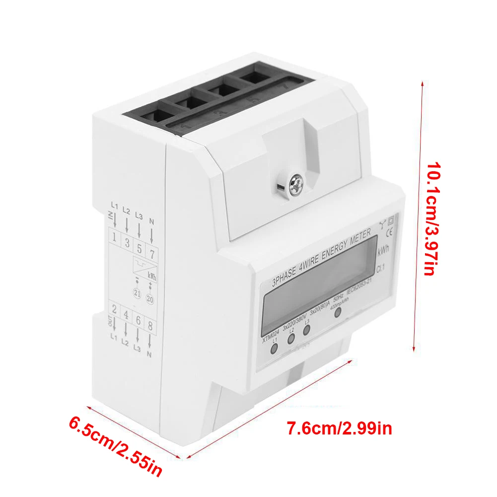 

Electronic Energy Meter 20-80A Digital LCD Three Phase Four Wire Electric Meter White Energy Meter Remote Switch Control Monitor