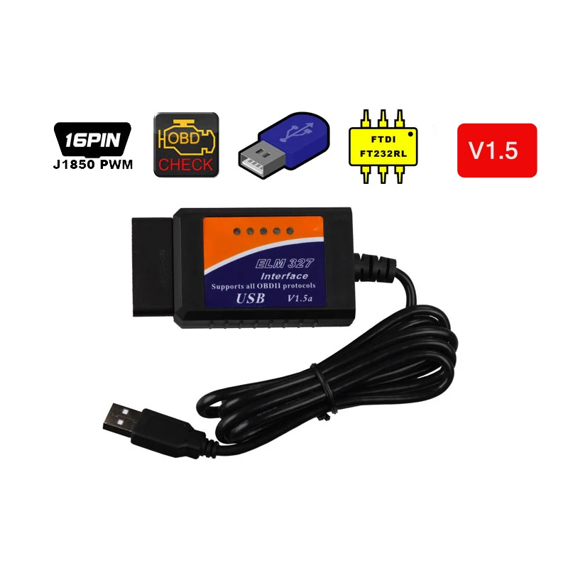 Автомобильный диагностический сканер ELM327 USB интерфейс OBD2 кодов ELM 327 V1.5 bluetooth