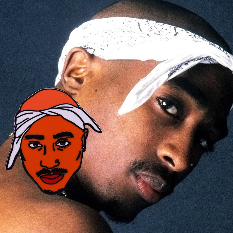Эмалированная брошь Tupac Shakur в виде певицы рапера 2pac Thug Life стиле хип хоп со