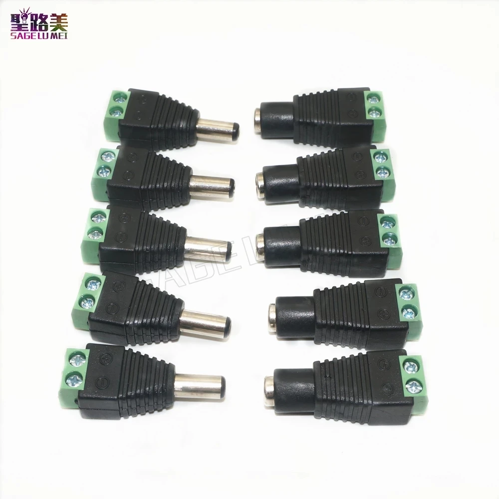 100pcs/pack 5.5mm x 2.1mm Male Female Connector easy DC Power Adapter Plug For CCTV Camera 5050 3528 Single Color LED Lamp strip |