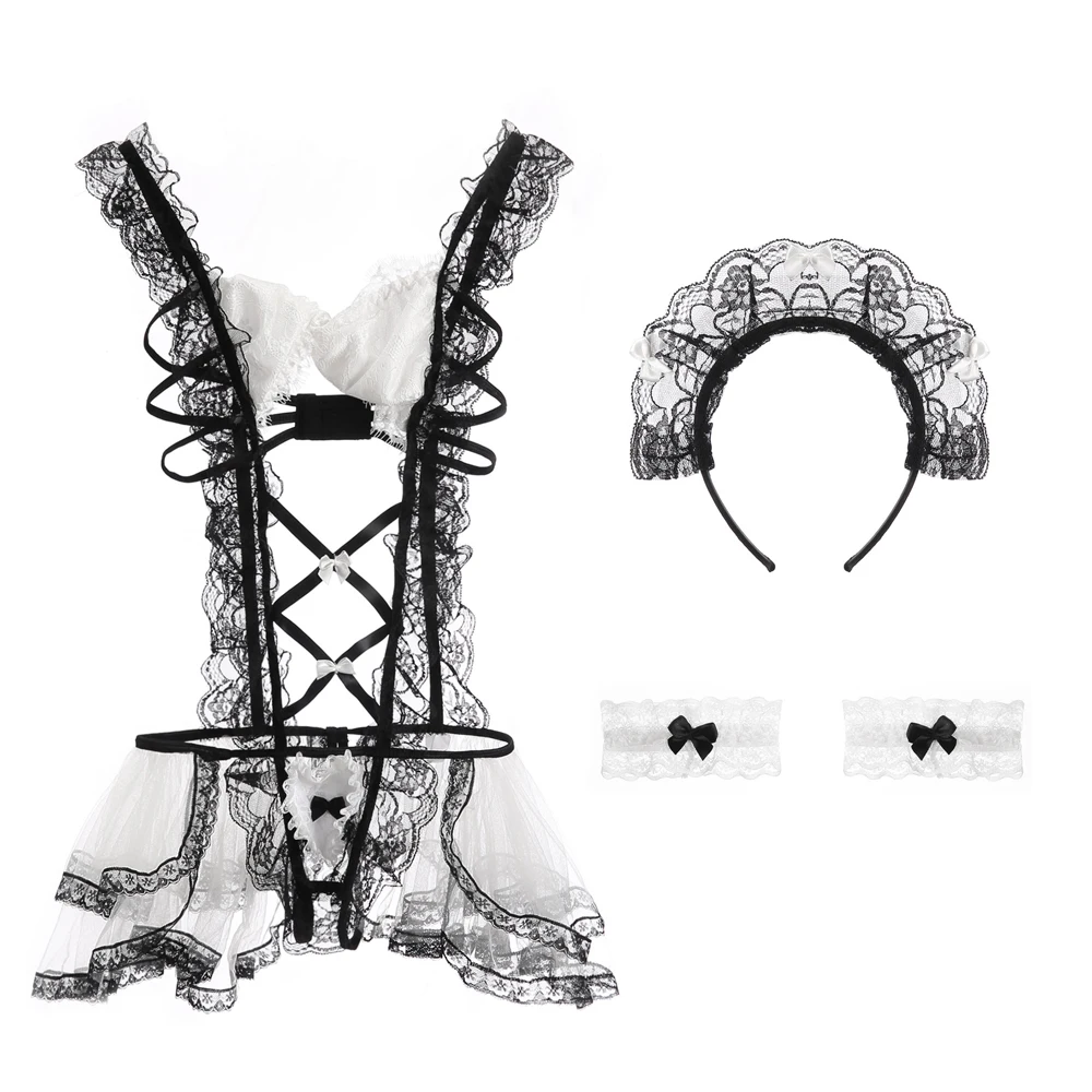 

New Japanese Maid Cosplay Sexy Lingerie Costumes Perspective Underwear Servant Classical Erotic Lace Outfit Sexy For Women