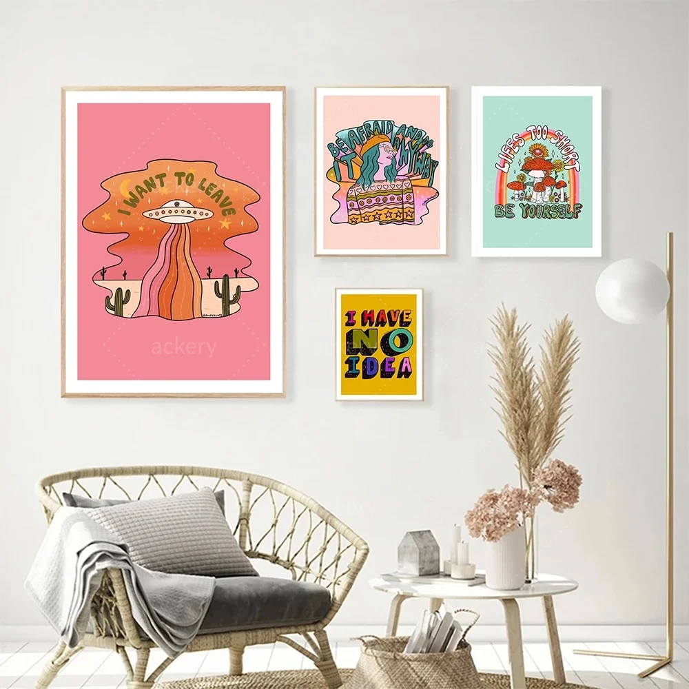 Уютный абстрактный постер настенная печать будущая Вселенная мечтатель девушка